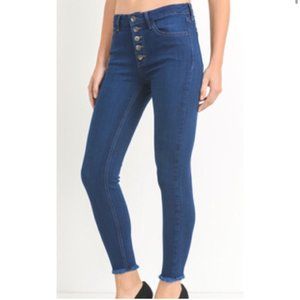 JustBlack Button Fly Skinny Ankle Jeans | 33